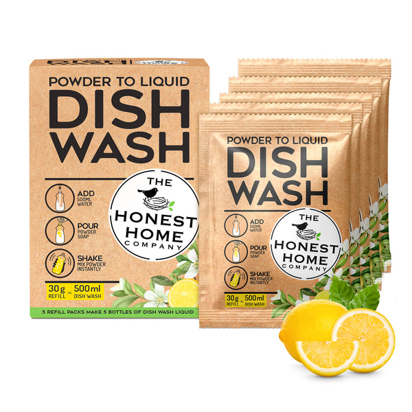 Powder-To-Liquid Dishwash - 5 Refills - 2.5 Liters Liquid Dishwash