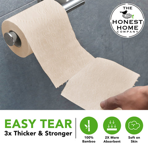 Bamboo Toilet Tissue Paper Rolls 3 Ply | 1200 Pulls | 300 Pulls x 4 Rolls