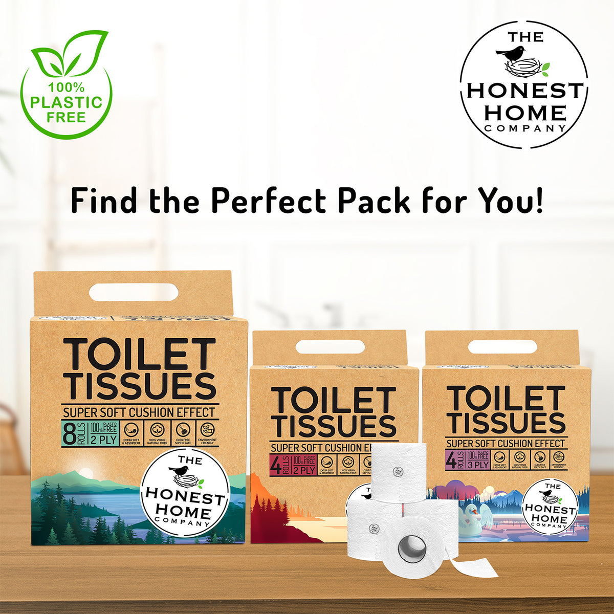 Toilet Tissue Rolls 2 Ply | 1200 Pulls | 4 Rolls x 300 Pulls