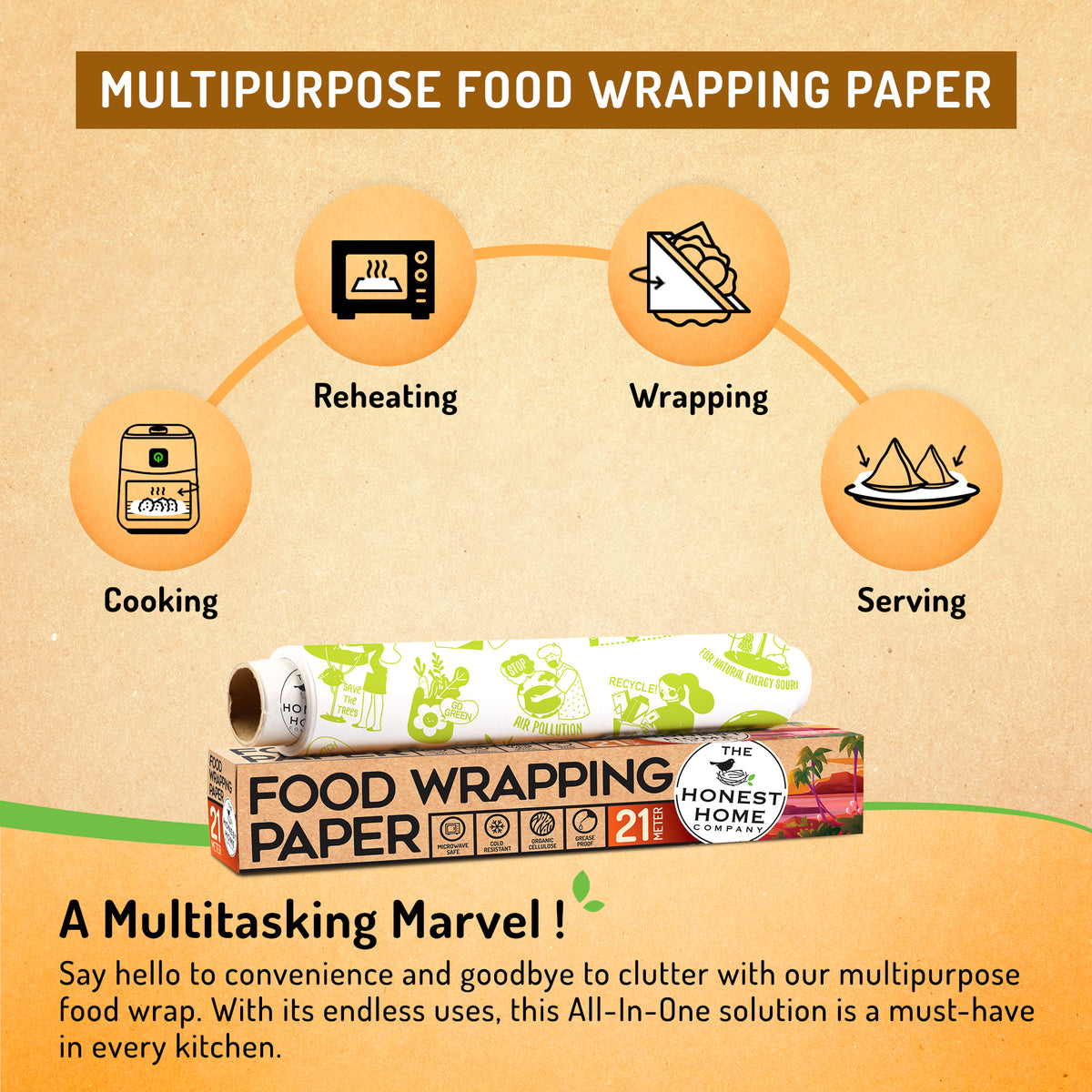 Food Wrapping Paper Roll Combo | Pack of 2 × 21M | 42 Meters | 40 GSM