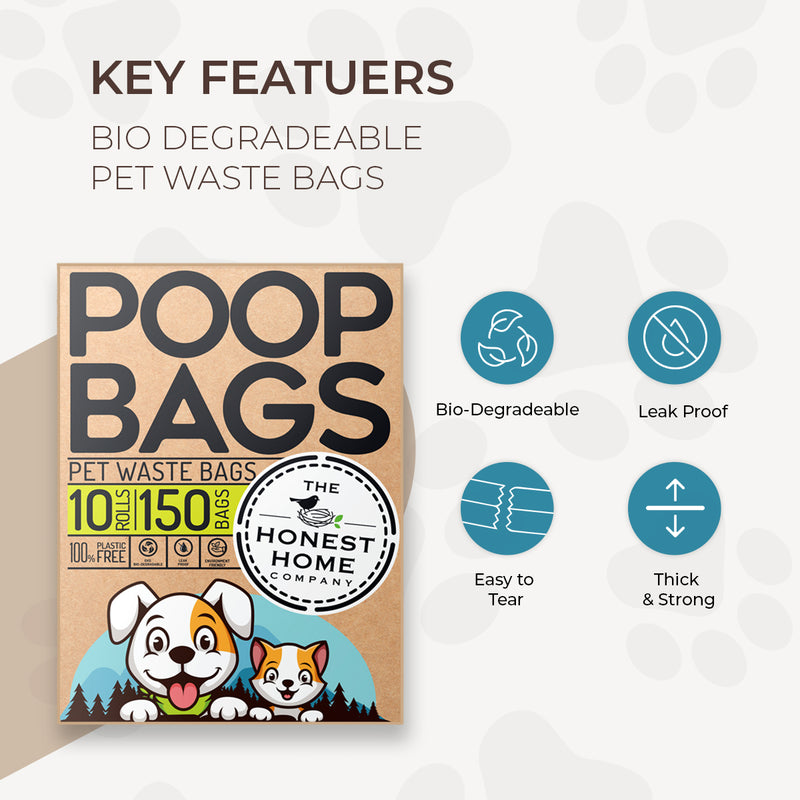 Pet Waste Poop Bags - 150 Bags - ( 10 Rolls x 15 Bags )