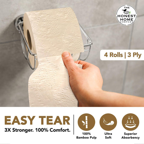 Bamboo Toilet Tissue Paper Rolls 3 Ply | 880 Pulls | 220 Pulls x 4 Rolls