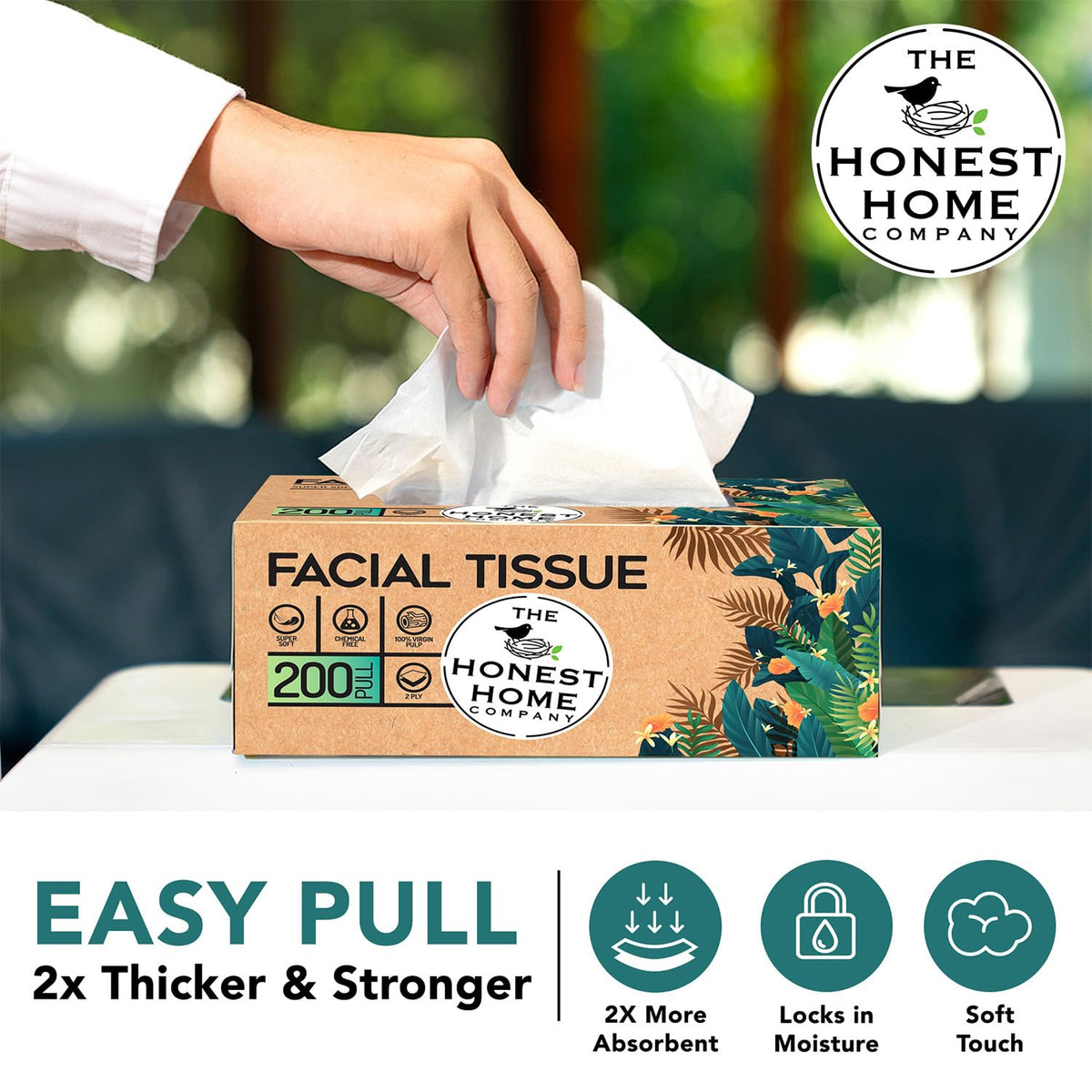 Facial Tissue Paper Box 2 Ply | 800 Pulls | 4 Boxes x 200 Pulls