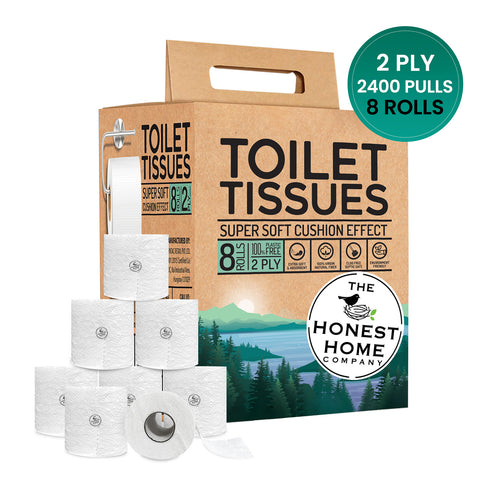 Toilet Tissue Rolls 2 Ply | 2400 Pulls | 8 Rolls x 300 Pulls