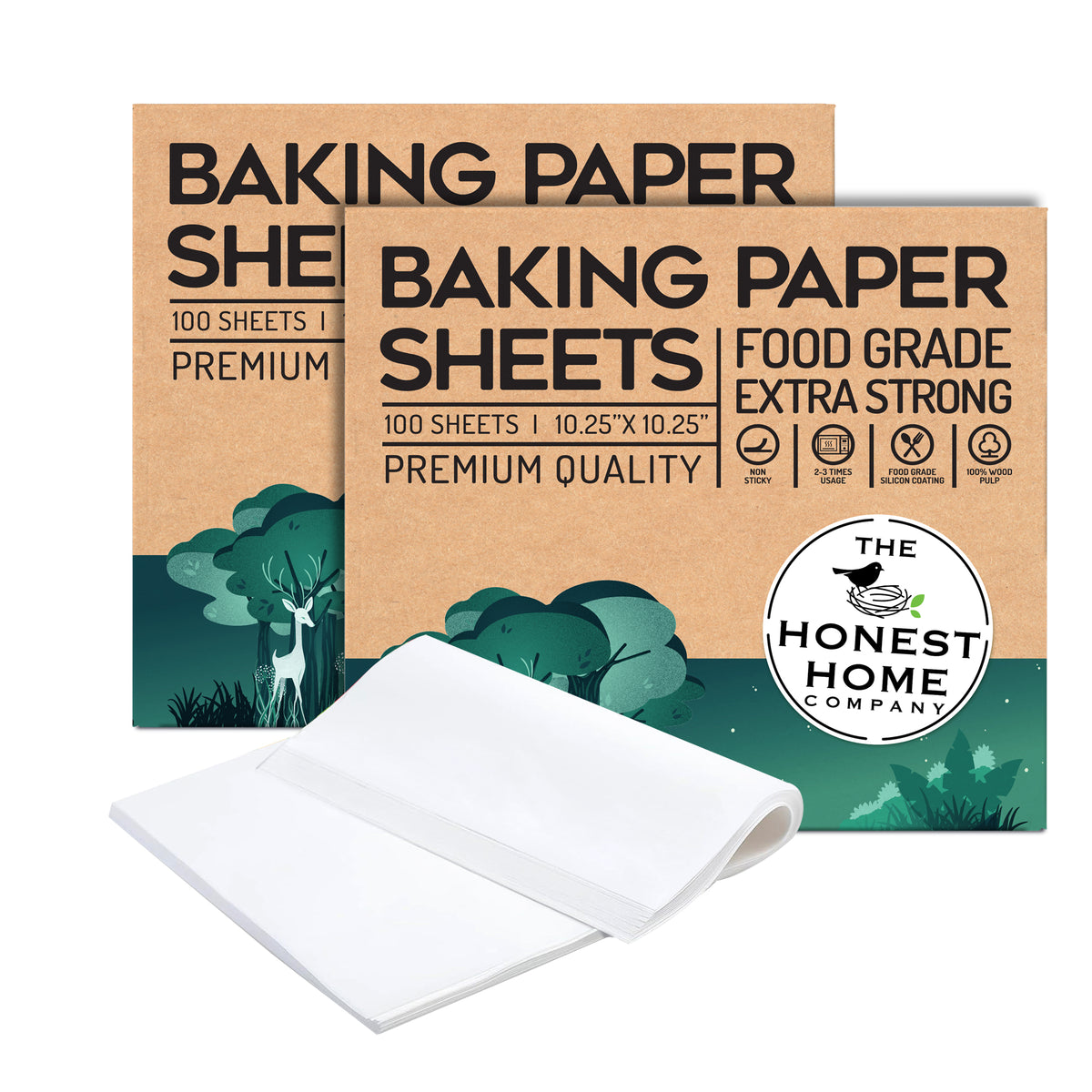 Baking Paper Sheets | 200 Sheets (Pack of 2) | 10x10 Inch