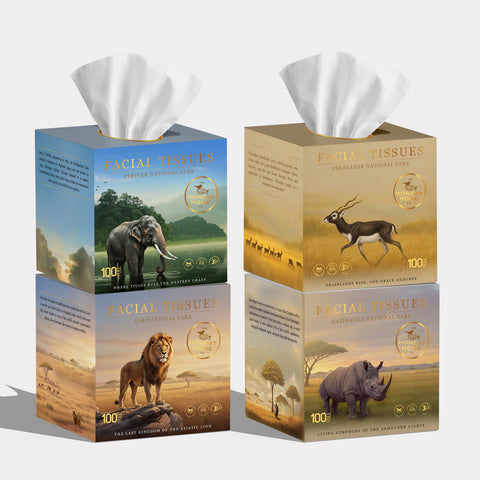 Wildlife Art Edition Facial Tissue Boxes 3-Ply | 400 Pulls | 4 Pack X 100 Pulls