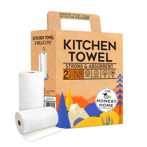 Honest Home 2 Ply Kitchen Tissue Paper Roll - Pack of 2 Rolls 120 Pulls (60x2)