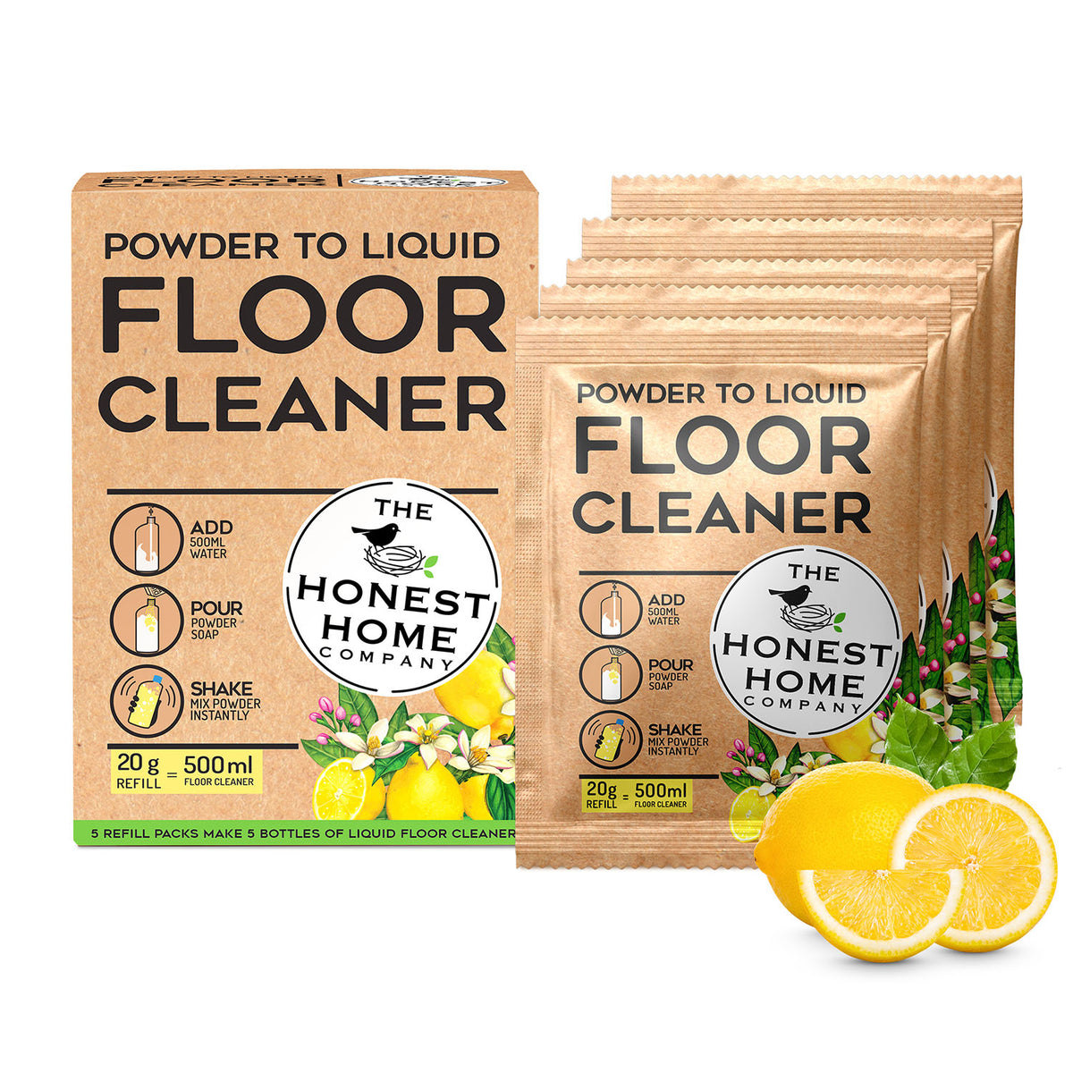 Floor Cleaner 2.5L (Powder to Liquid) | 5 Sachets, 500ml Each