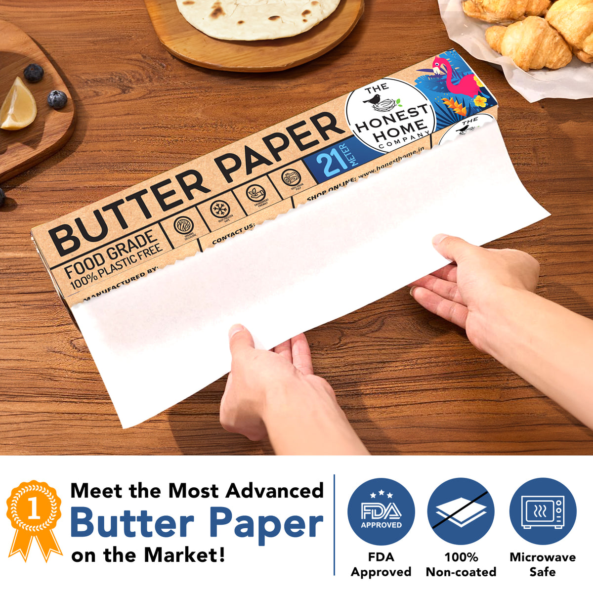 Butter Paper Roll Combo | 42 Meters | Pack of 2 (21 M + 21 M) | 40 GSM