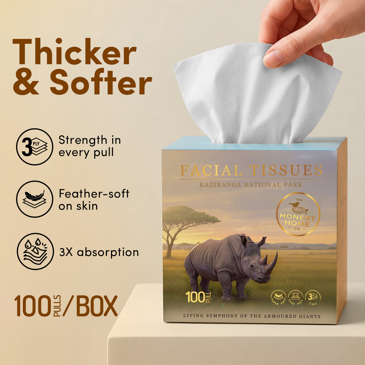 Kaziranga Art Edition Facial Tissue Boxes 3-Ply | 100 Pulls