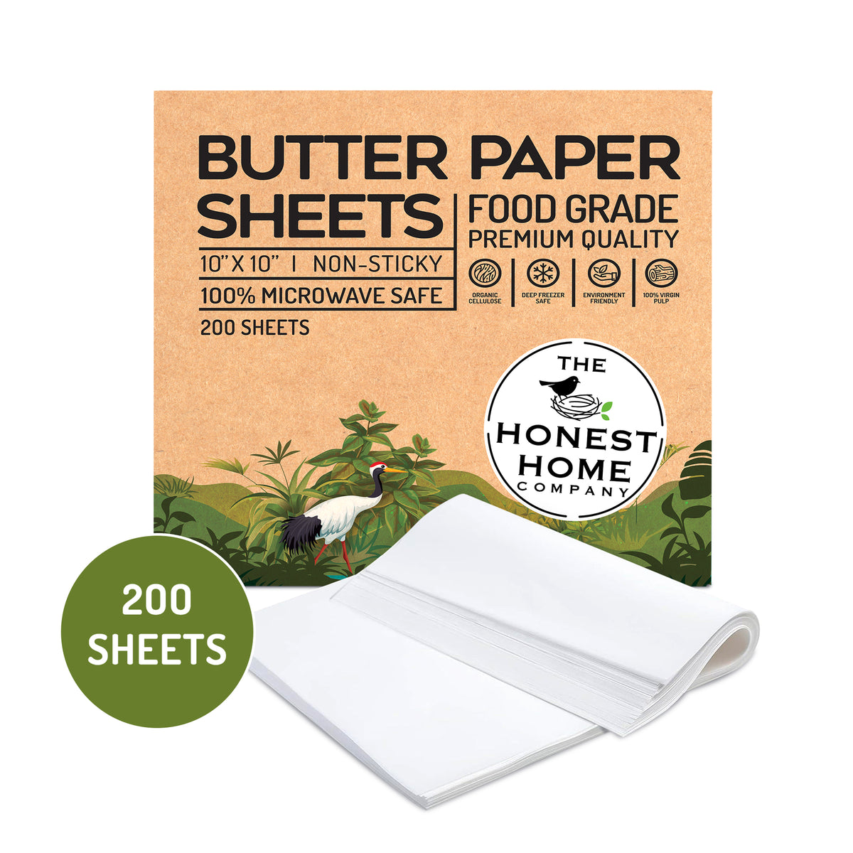 Butter Paper Sheets | 200 Sheets(10x10 Inch) | 40 GSM  | Pre-Cut & Non-Coated