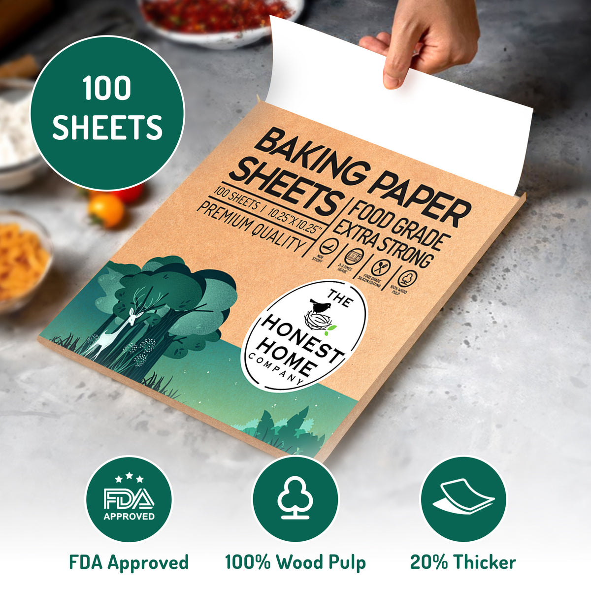 Baking Paper Sheets | 200 Sheets (Pack of 2) | 10x10 Inch