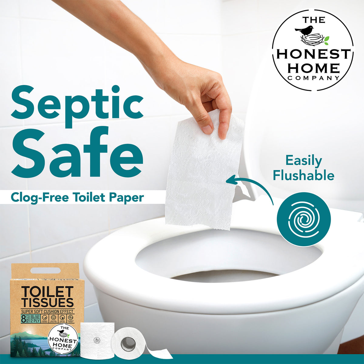 Toilet Tissue Rolls 2 Ply | 2400 Pulls | 8 Rolls x 300 Pulls