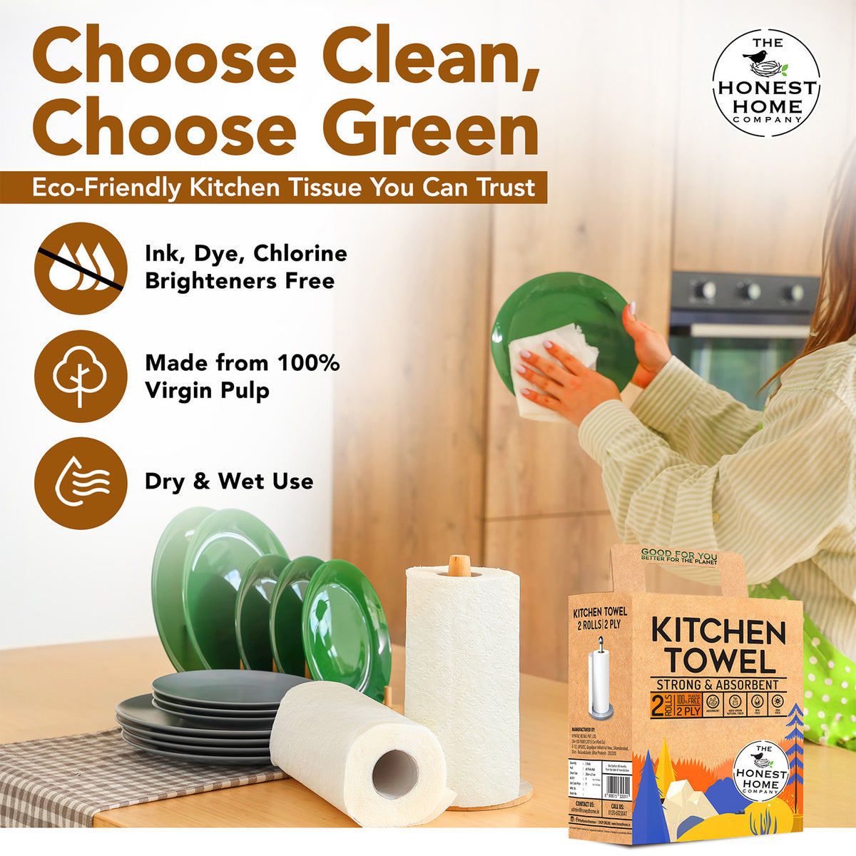 Kitchen Towel Roll Combo 2 Ply | 120 Pulls | 2 Boxes × 2 Rolls