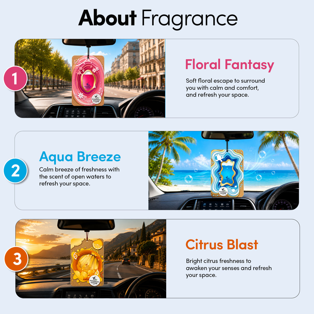 Home & Car Fragrance Air Freshener | Pack of 3  | 7.5 g Each