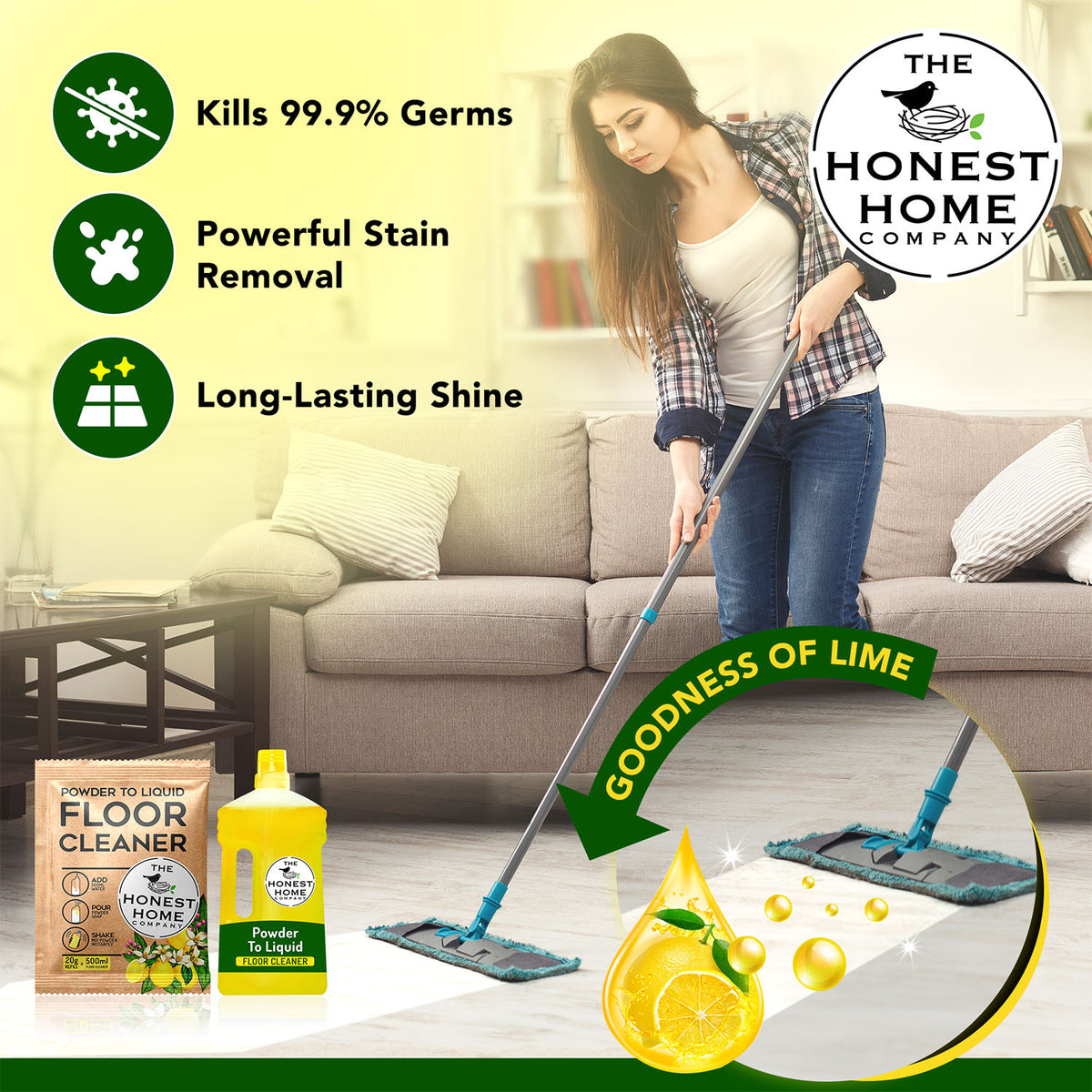 Floor Cleaner 2.5L (Powder to Liquid) | 5 Sachets, 500ml Each