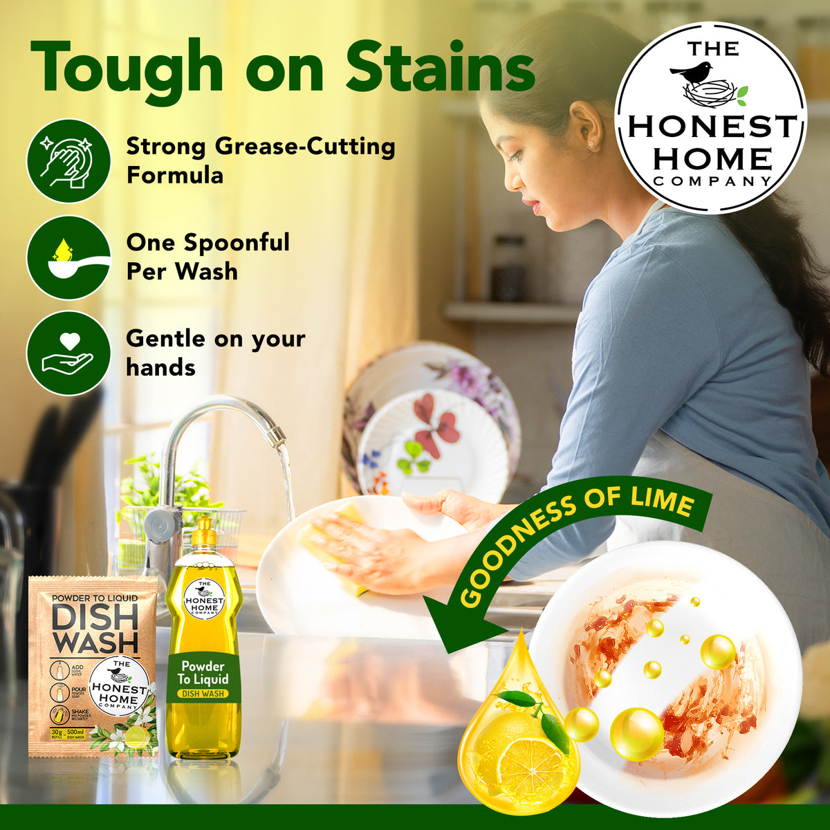 Powder to Liquid Dish Wash | 2.5L Refill | 5 Sachets, 30g Each