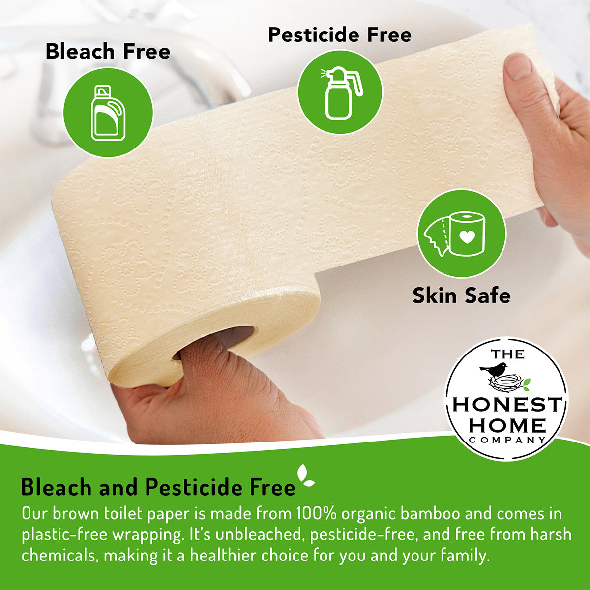 Bamboo Toilet Tissue Paper Rolls 3 Ply | 1200 Pulls | 300 Pulls x 4 Rolls