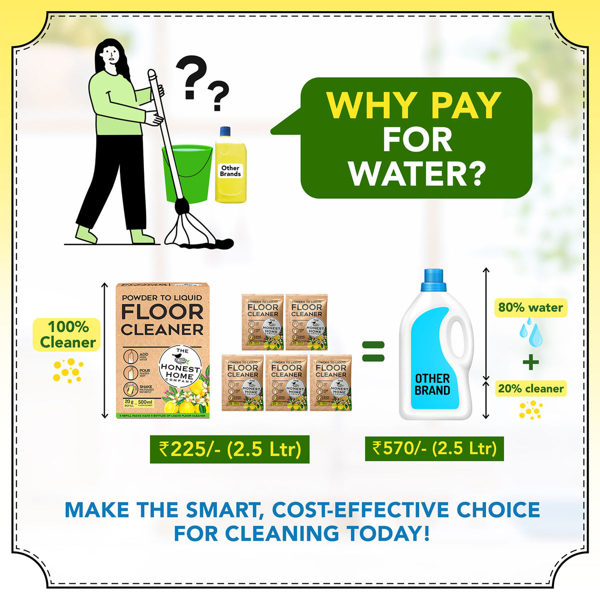 Floor Cleaner 2.5L (Powder to Liquid) | 5 Sachets, 500ml Each