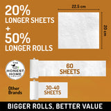 Honest Home 2 Ply Kitchen Tissue Paper Roll - Pack of 2 Rolls 120 Pulls (60x2)