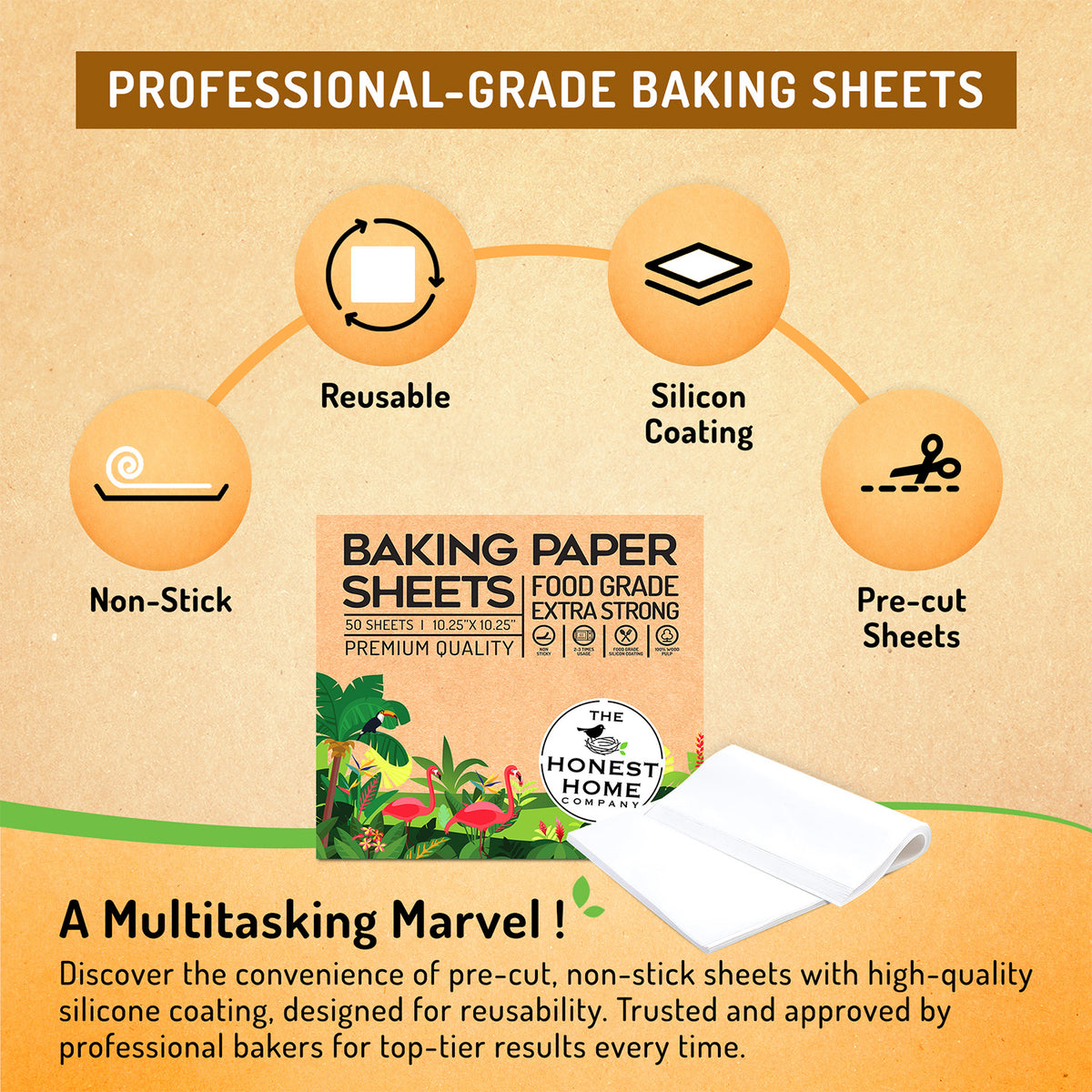 Baking Paper Sheets | 150 Sheets (50 Sheets X 3) | 10x10 Inch