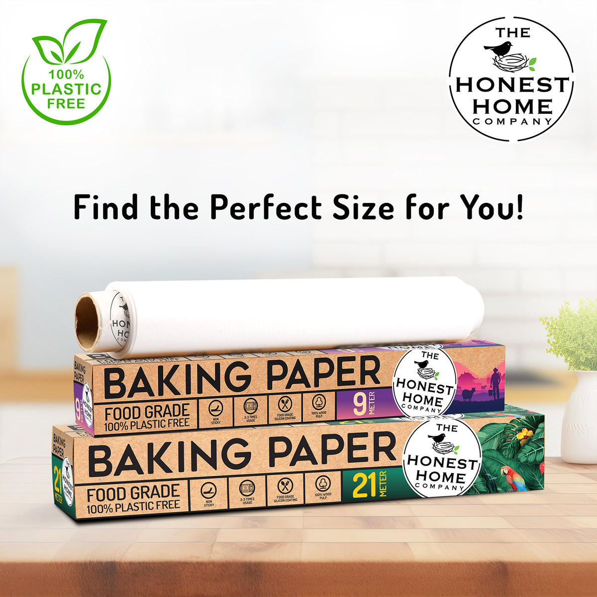 Baking Paper Roll | 21 Meters × 2 Pack | 40 GSM Non-Stick Parchment Paper