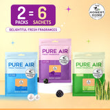 Honest Home Air Freshener Combo Pack of 2 | 3 Sachets/Box | Long Lasting Room Freshener for Home, Bathroom and Office | Gel-Based Odour Control with Assorted Fragrances