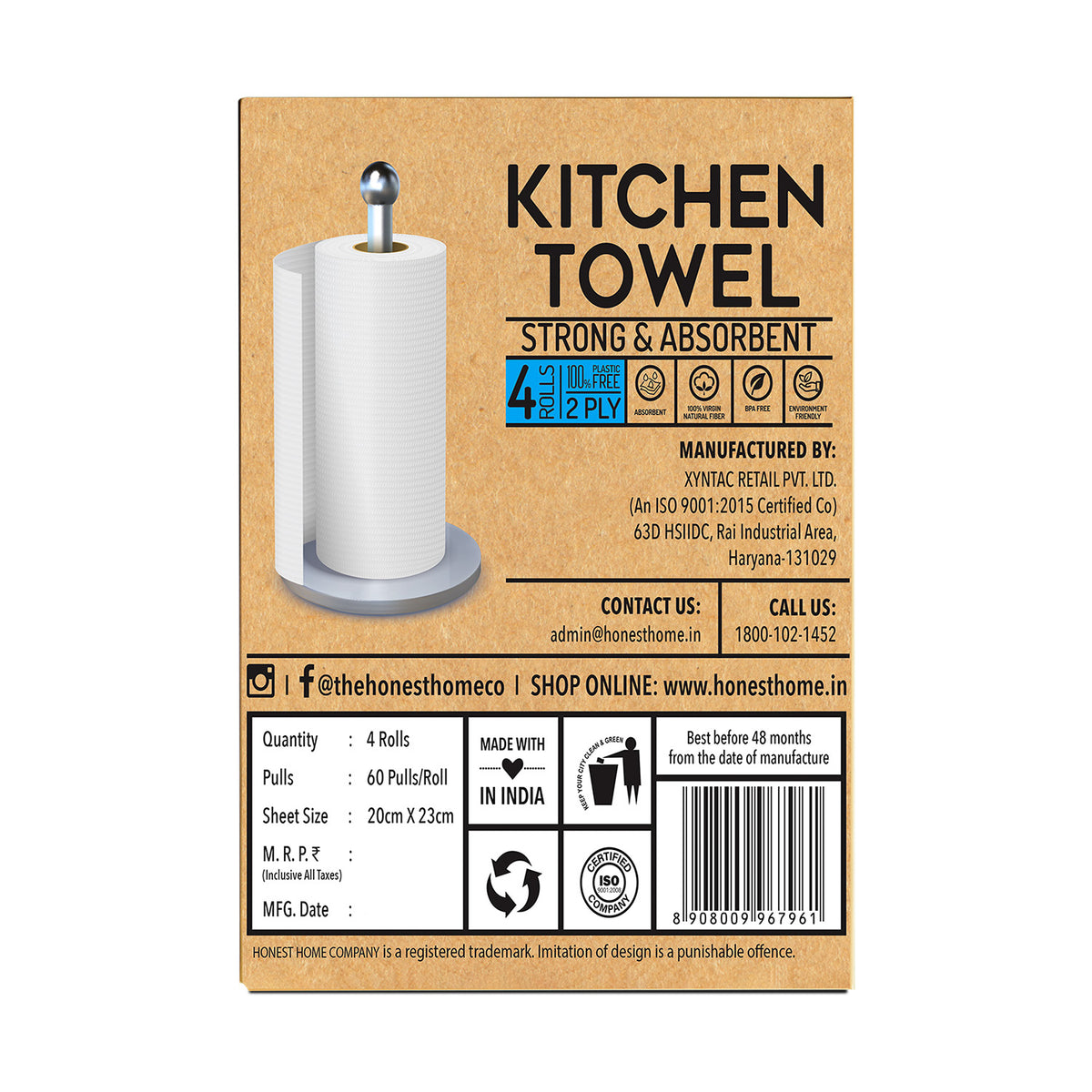 Kitchen Towel Roll Combo 2 Ply | 240 Pulls | 4 Rolls  x 60 Pulls