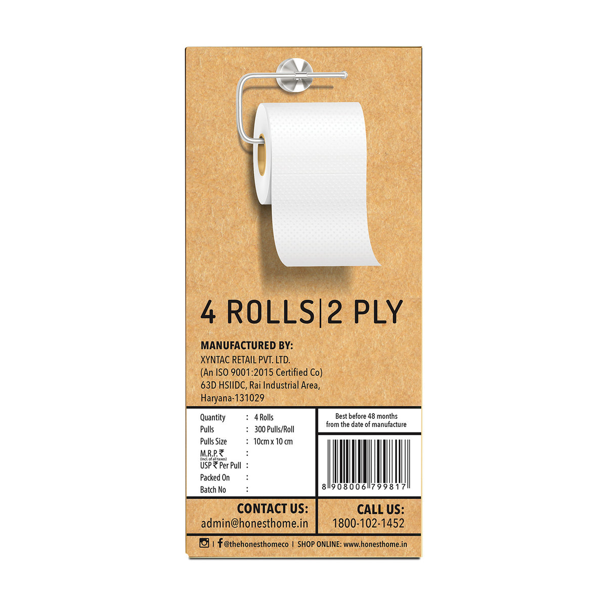 Toilet Tissue Rolls 2 Ply | 1200 Pulls | 4 Rolls x 300 Pulls