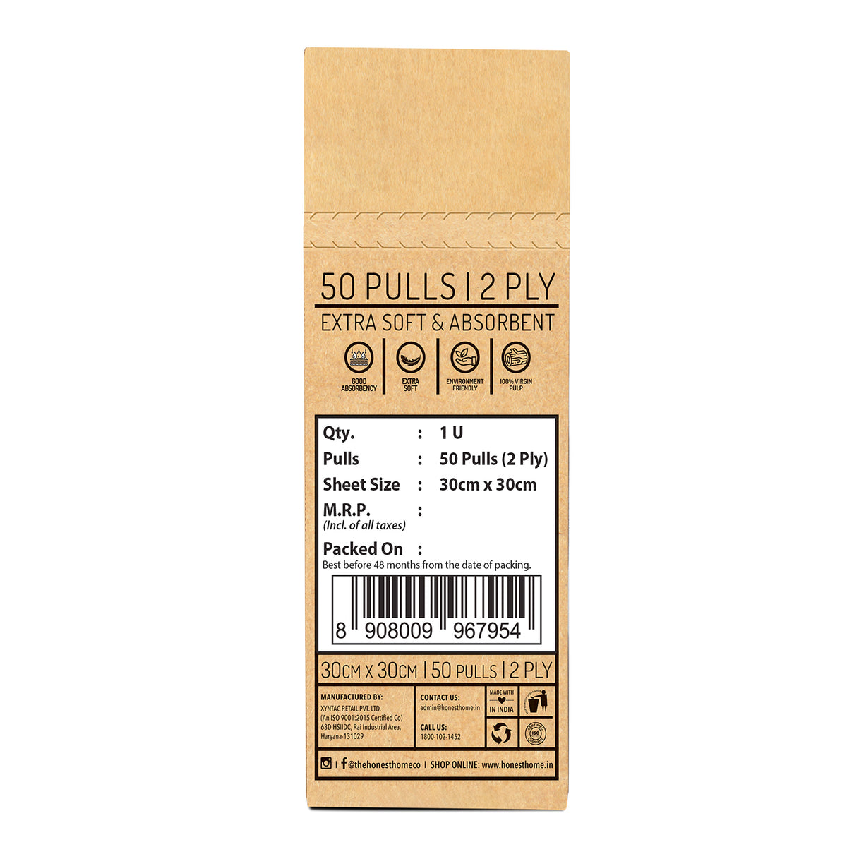 The Honest Home Company Napkins (2 Ply)-1 pack (50 pulls)