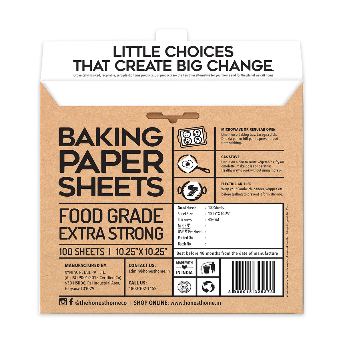 Baking Paper Sheets | 100 Sheets (10.25 x10.25 Inch) | 40 GSM  | Pre-Cut