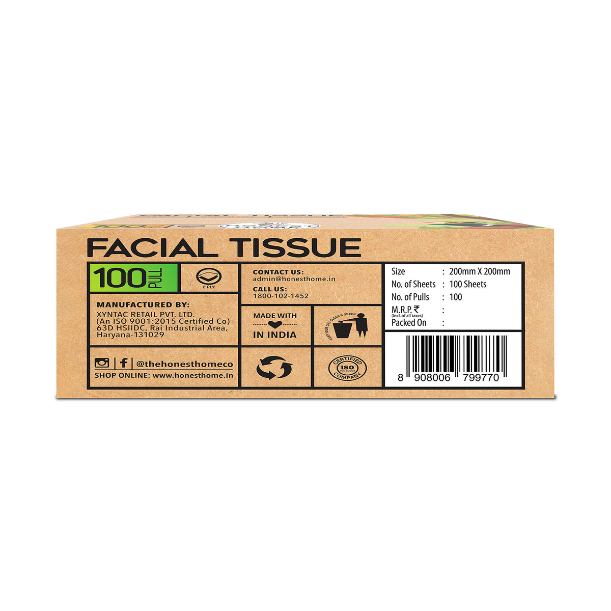 Facial Tissue Paper Box 2 Ply  | 100 Pulls