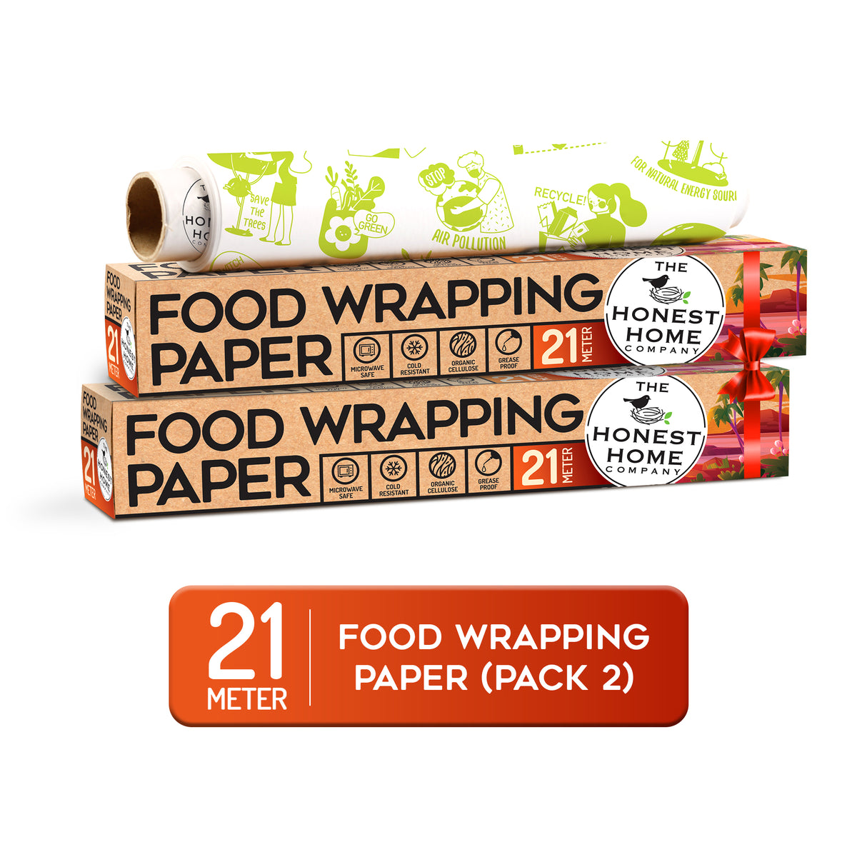 Food Wrapping Paper Roll Combo | Pack of 2 × 21M | 42 Meters | 40 GSM
