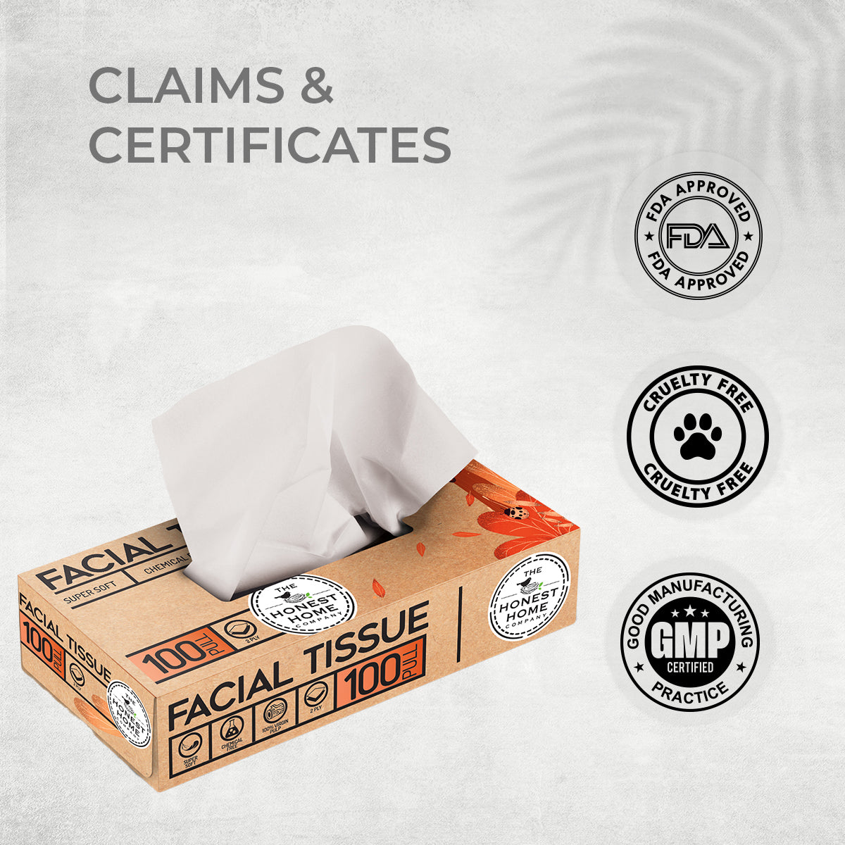 2Ply Facial Tissue Box 100 Pulls (Pack of 3) The Honest Home Company