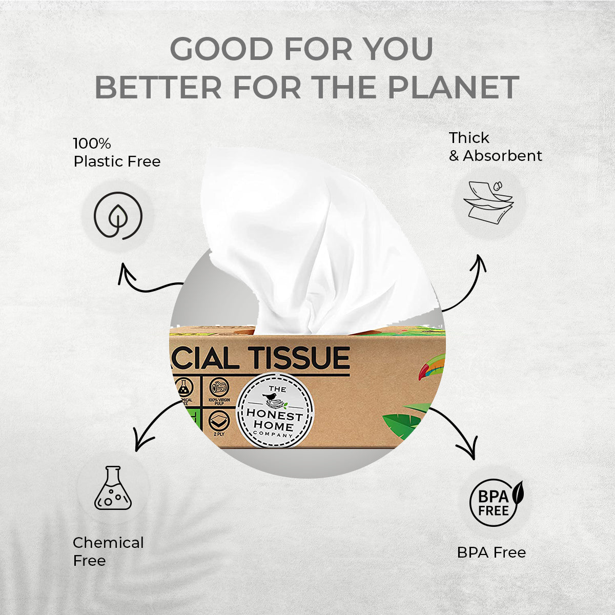 2Ply Facial Tissue Box 100 Pulls (Pack of 3) The Honest Home Company