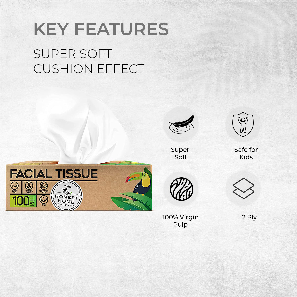 2Ply Facial Tissue Box 100 Pulls (Pack of 3) The Honest Home Company