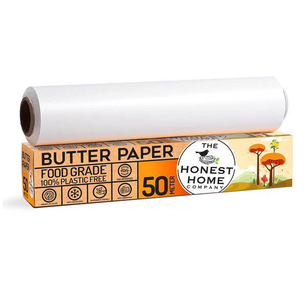 Honest Home Butter Paper Roll 50 Meters, 40 GSM | FDA Approved | 100% Non-Silicon Coated