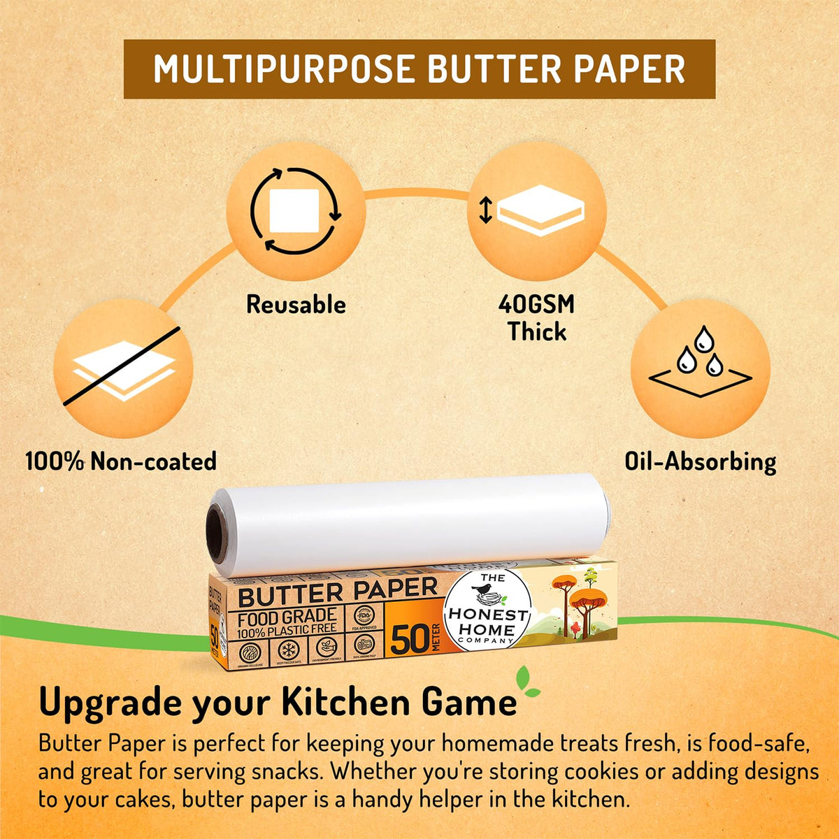 Butter Paper Roll | 50 Meters | 40 GSM