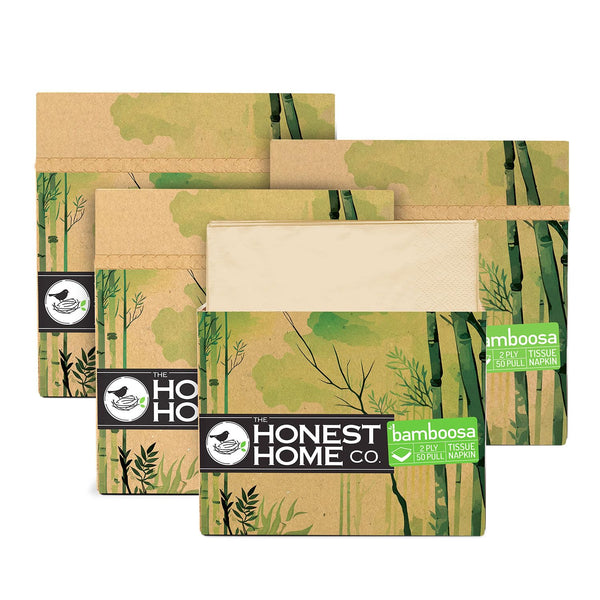 Honest Home 2 Ply Bamboo Tissue Paper Napkins | 200 Pulls | 50 Pulls x 4 Boxes | Soft, Strong & Highly Absorbent | For Home & Dining Table Use