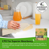 Honest Home 2 Ply Bamboo Tissue Paper Napkins | 200 Pulls | 50 Pulls x 4 Boxes | Soft, Strong & Highly Absorbent | For Home & Dining Table Use