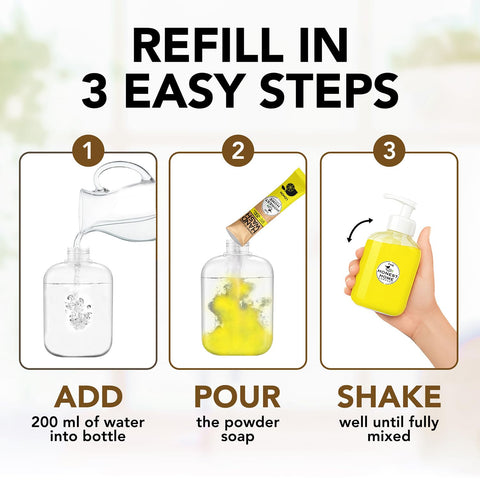 Powder to Liquid Hand Wash Refill | 3 Litres | 15 Sachets |Toxin-Free