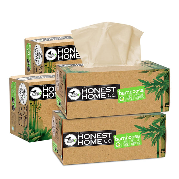 Honest Home 2-Ply Bamboo Facial Tissue Paper Box | 800 Pulls | 200 Pulls x 4 Boxes | Soft And Highly Absorbent | 100% Natural