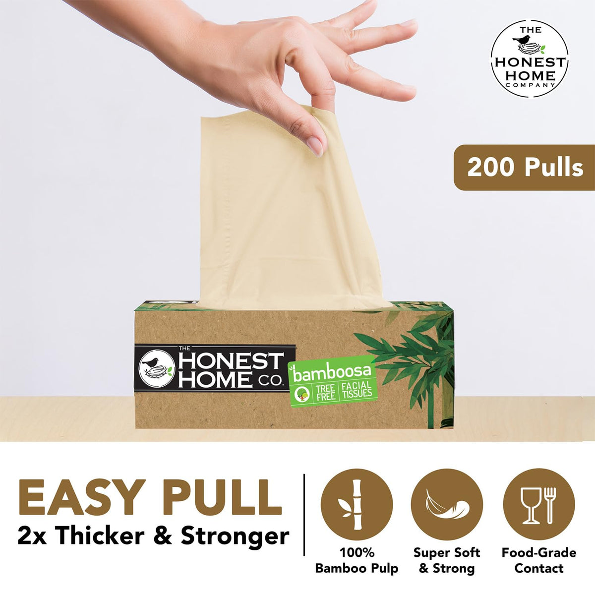 Bamboo Facial Tissue Box 2-Ply  | 800 Pulls | 200 Pulls x 4 Boxes
