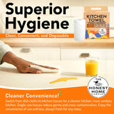 Honest Home 2 Ply Kitchen Towel Roll Combo | 360 Pulls Total | 3 Boxes x 2 Rolls | 60 Pulls/Roll | Strong, Absorbent & Food Safe | 100% Virgin Pulp