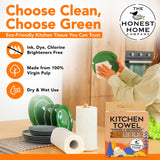 Honest Home 2 Ply Kitchen Towel Roll Combo | 360 Pulls Total | 3 Boxes x 2 Rolls | 60 Pulls/Roll | Strong, Absorbent & Food Safe | 100% Virgin Pulp