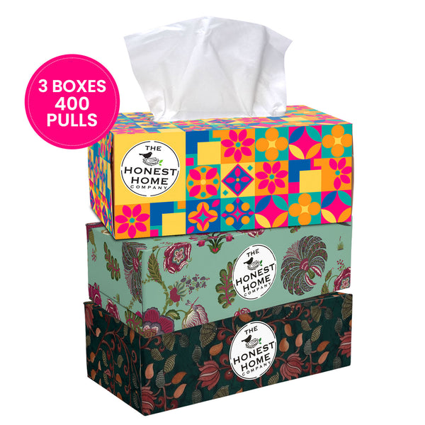 2 Ply Soft Facial Tissue | 400 Pulls | Pack of 3 | Festive Mix