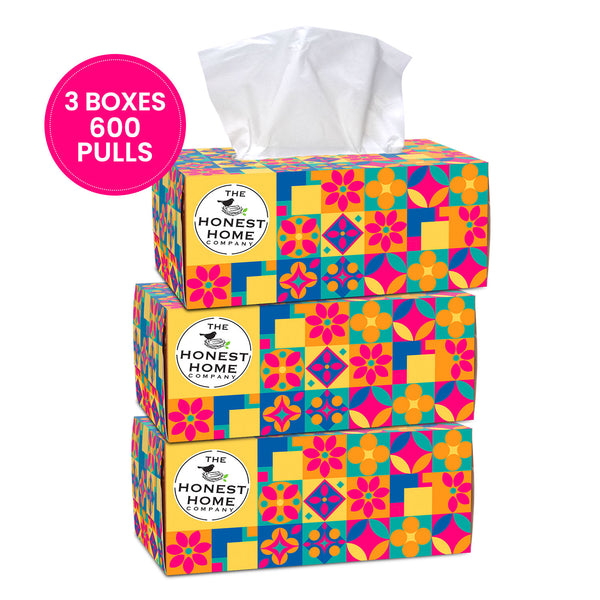 2 Ply Soft Facial Tissue | 200 Pulls | Pack of 3 | (Festive Yellow)