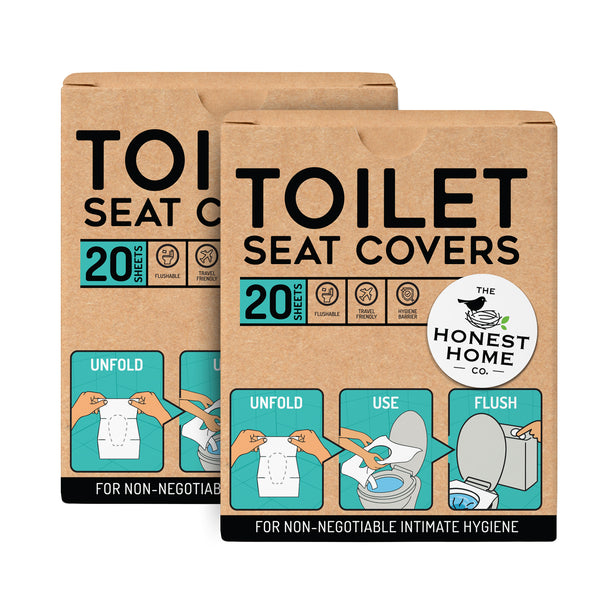 Honest Home Disposable Toilet Seat Covers | 20 Sheets/Box | Pack of 2 | For Public Toilets | Travel Friendly | Hands-Free Disposal, Flush Instantly
