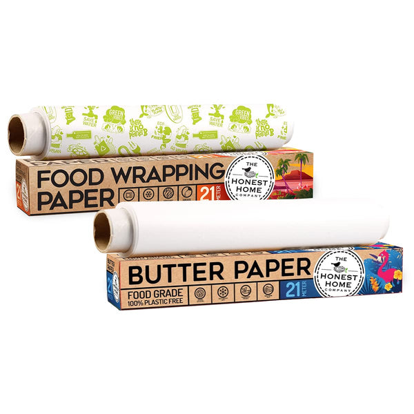 Honest Home Food Wrapping Paper and Butter Paper Roll Combo | 42 Metres Total | 21 Metres x 2 Rolls | Oven, Microwave & Freezer Safe