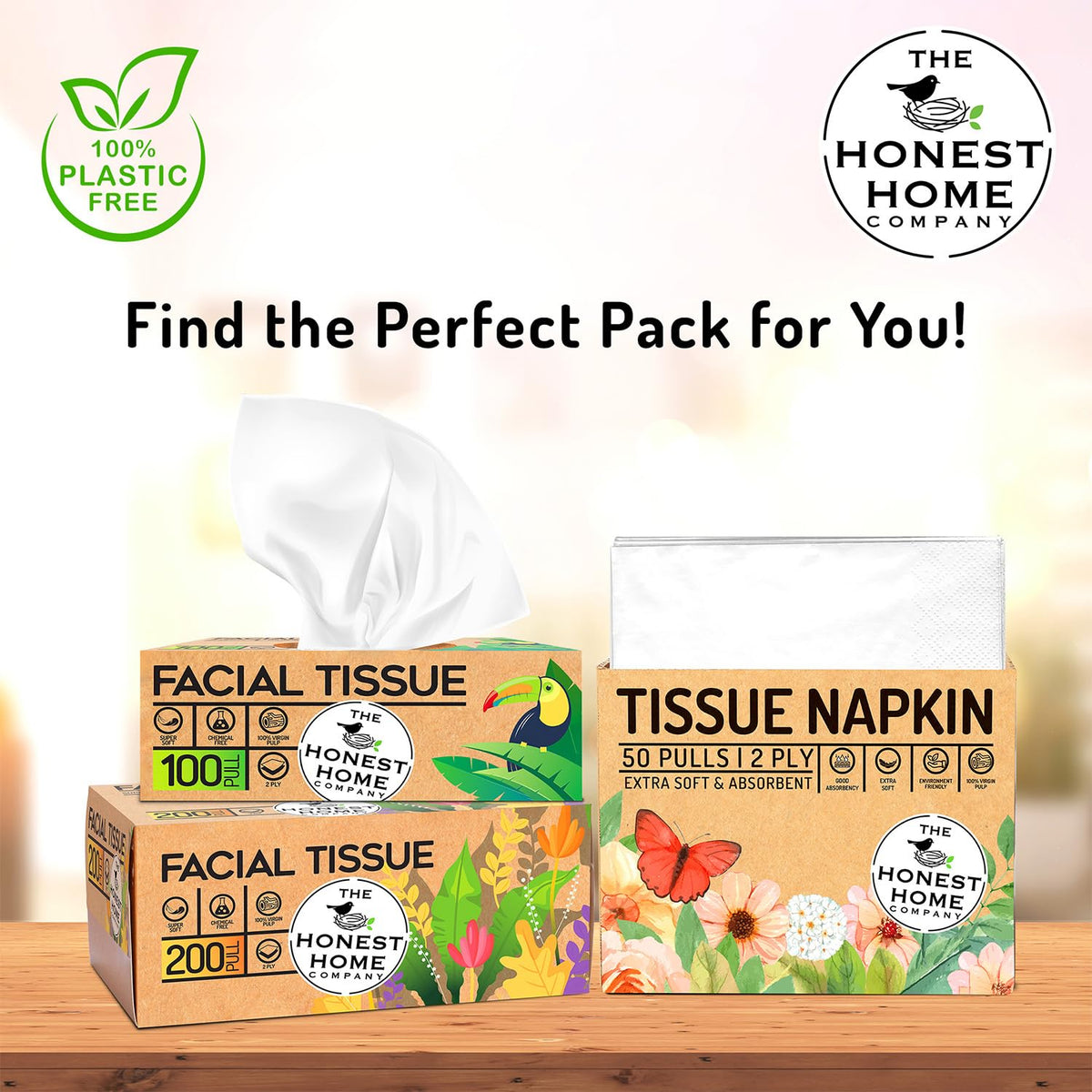 Facial Tissue Paper Box 2 Ply  | 400 Pulls | 4 Boxes x 100 Pulls